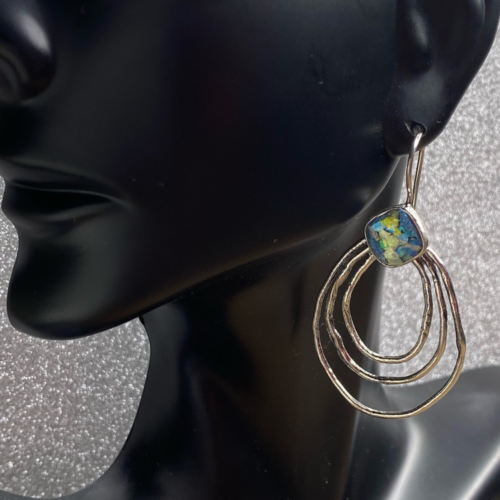 Triple Outline Ancient Roman Glass Earrings